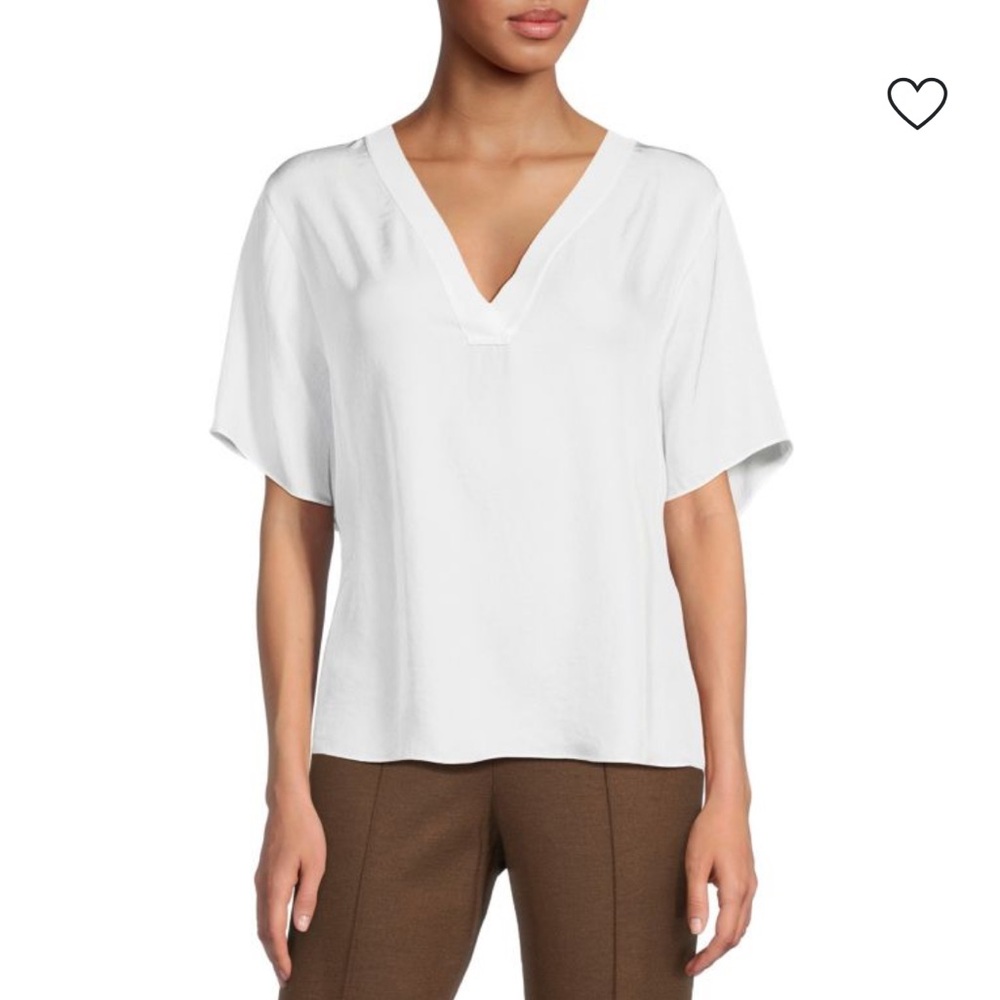 Vince Off White Double V Neck Blouse